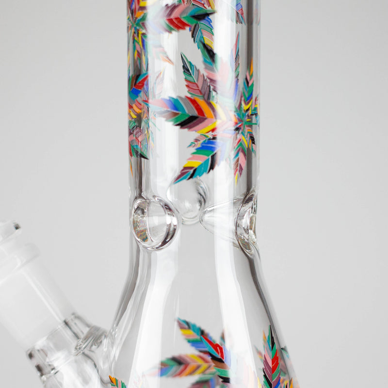 O 10" Leaves Design Glass Beaker Bong