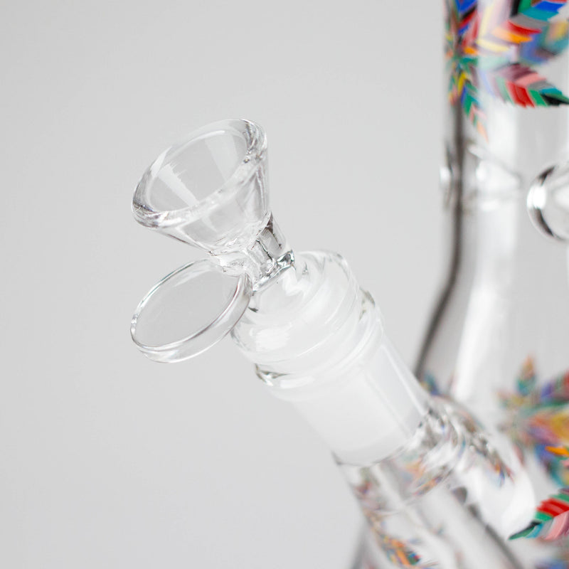 O 10" Leaves Design Glass Beaker Bong