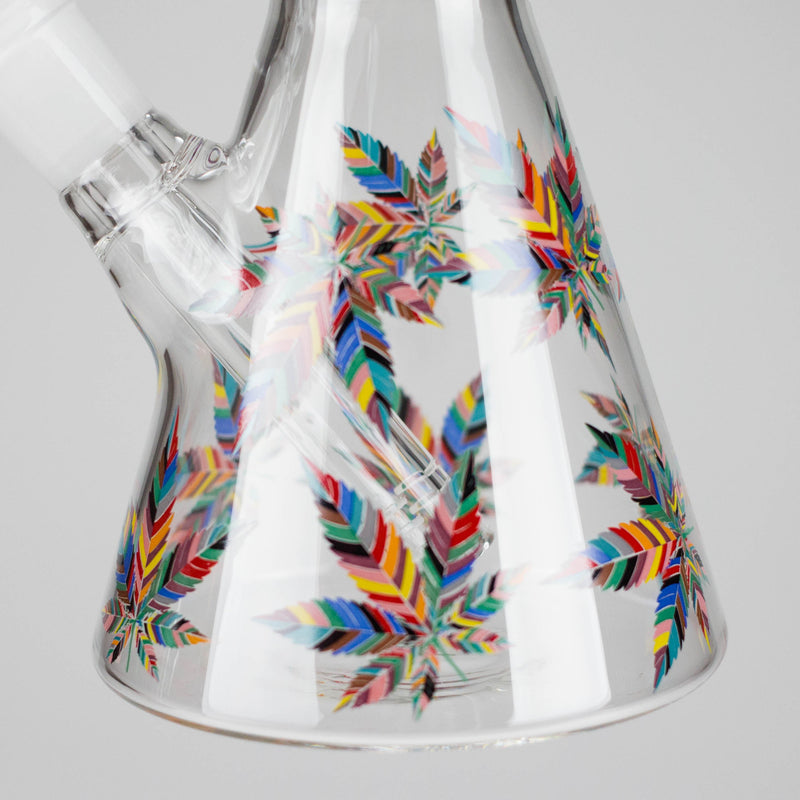 O 10" Leaves Design Glass Beaker Bong