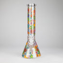 14″ 7mm Glass Beaker Bong with Assorted Flower Design & Ice Catcher Glass Bong 777 Smoke
