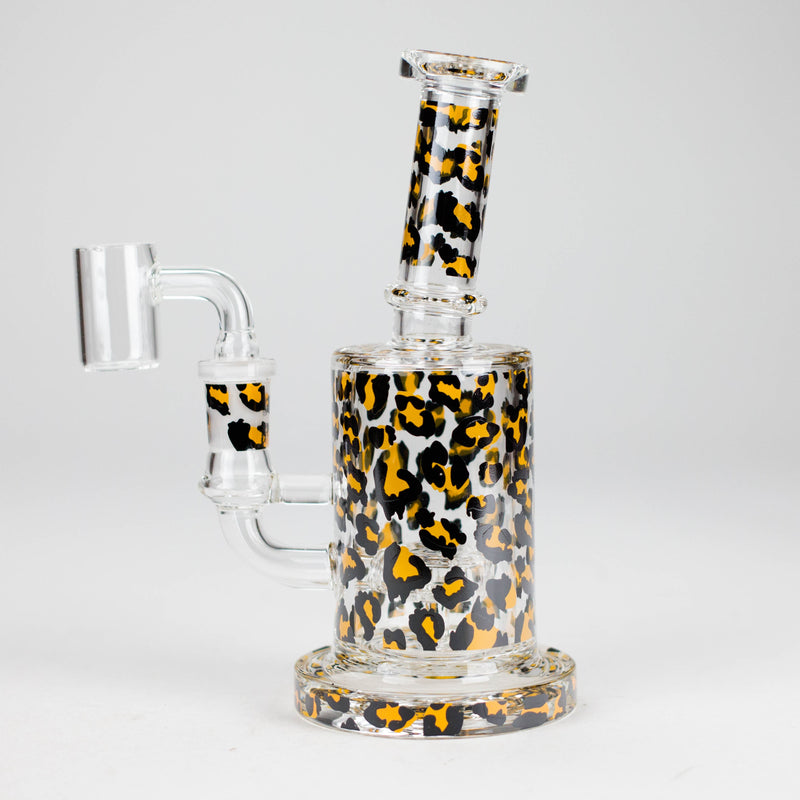 O 7″ 2-in-1 Leopard Print Rig with Perc – Banger & Bowl Included
