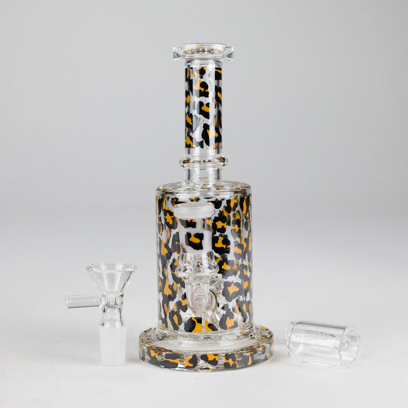 O 7″ 2-in-1 Leopard Print Rig with Perc – Banger & Bowl Included