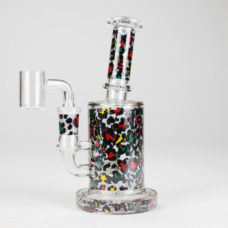 O 7″ 2-in-1 Leopard Print Rig with Perc – Banger & Bowl Included