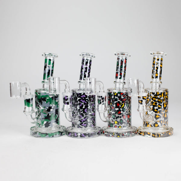 O 7″ 2-in-1 Leopard Print Rig with Perc – Banger & Bowl Included