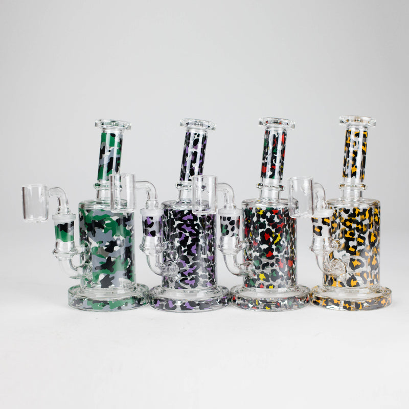 O 7″ 2-in-1 Leopard Print Rig with Perc – Banger & Bowl Included