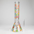 14″ 7mm Glass Beaker Bong with Assorted Flower Design & Ice Catcher Glass Bong 777 Smoke