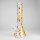 14″ 7mm Glass Beaker Bong with Assorted Flower Design & Ice Catcher Glass Bong 777 Smoke Design 2