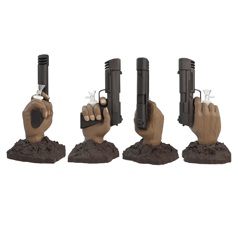 11″ Vinyl Hand Pistol Water Pipe with 14mm Glass Bowl [SMKZ163] Resin · Silicone · Plastic Bong Canadian Distributor
