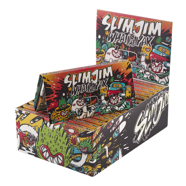 Slimjim X What The Yak - Rolling Paper + Tips & Grinder + Tray Pack (Box of 16) 1 - 1/4" Size SLIMJIM