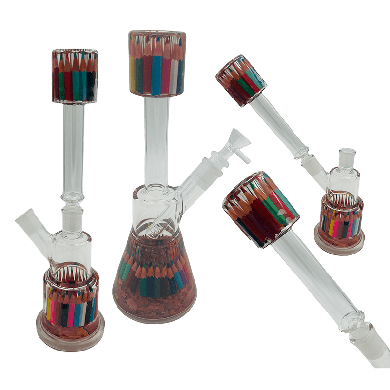 14" 2-Way Straight Glass Bong – Assorted Designs Glass Bong Canadian Distributor Art Sketch