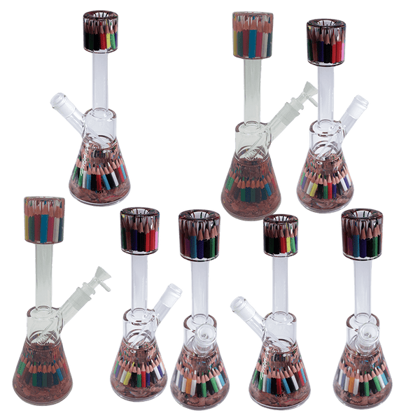 12" Center Piece Beaker Waterpipe – Assorted Designs Glass Bong Canadian Distributor Art Sketch