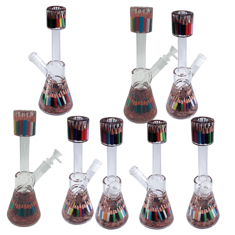 12" Center Piece Beaker Waterpipe – Assorted Designs Glass Bong Canadian Distributor Art Sketch