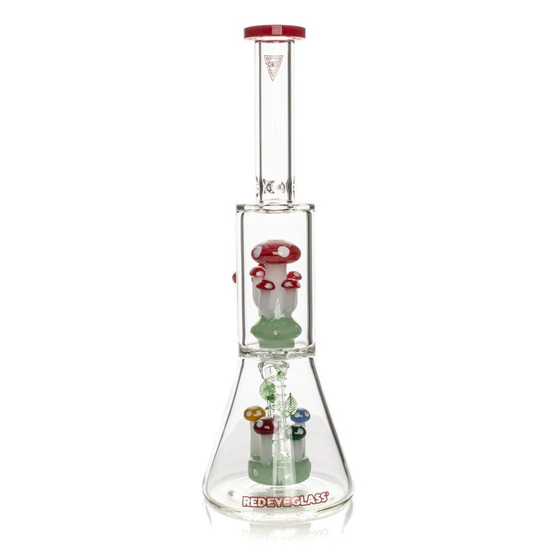 Red Eye Glass® | 12" Tall Red Amanita Dual Chamber Beaker Base Water Pipe Glass Bong West Coast Gifts