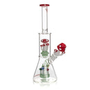 Red Eye Glass® | 12" Tall Red Amanita Dual Chamber Beaker Base Water Pipe Glass Bong West Coast Gifts