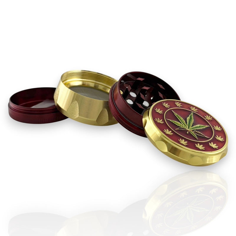 40mm 4-Part Leaf Engraving Tobacco Grinder-12CT Display Pack Super Supplys Inc
