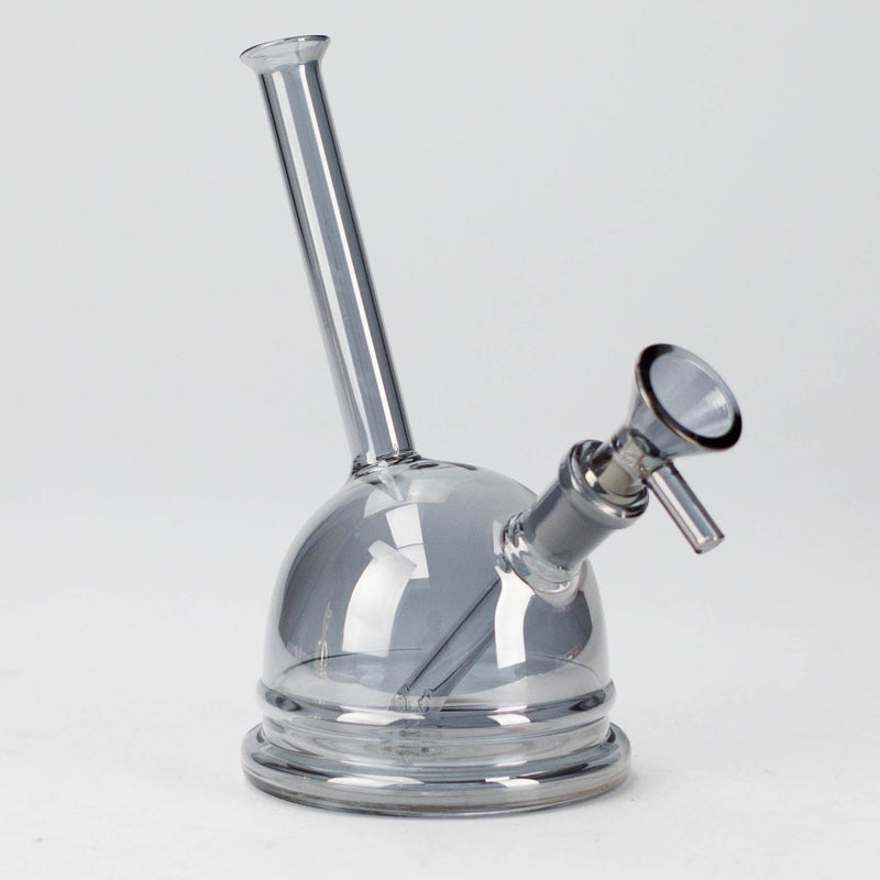 7" Solid Color Electroplate Glass Bubbler Glass Bong 777 Smoke Grey