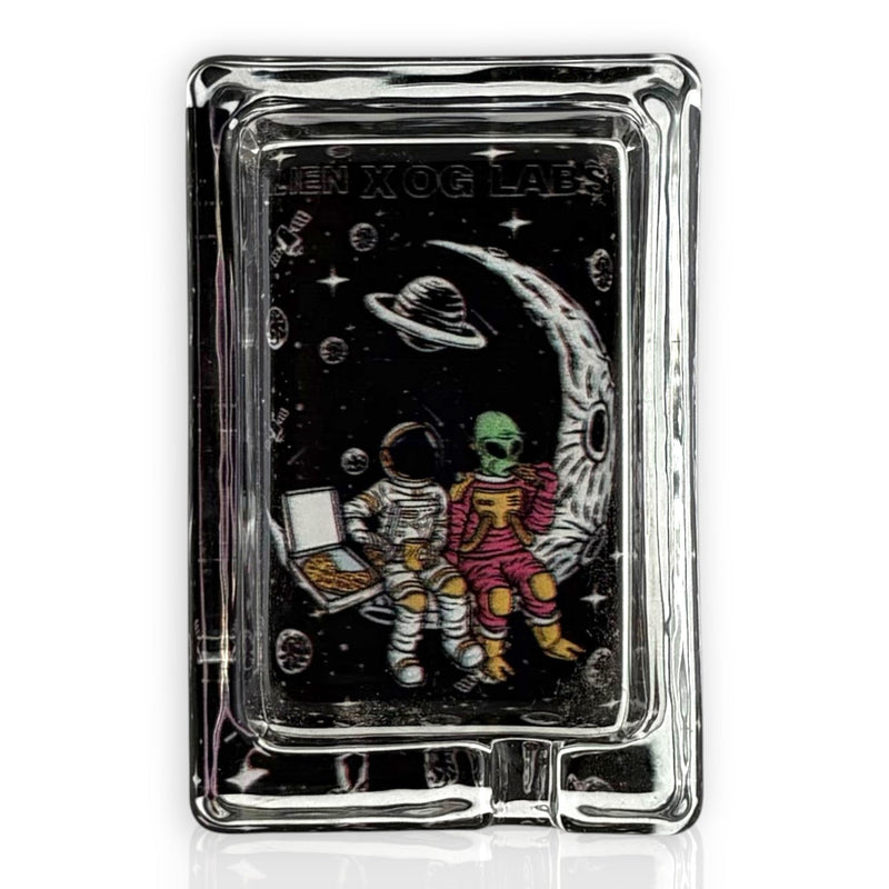 Green Planet Rectangle Glass Ashtrays – 6 Pack Display (85mm) Glass Ashtray Super Supplys Inc