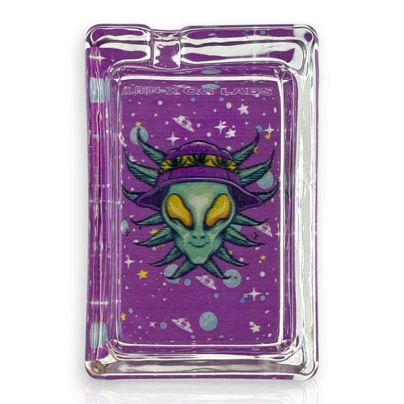 Green Planet Rectangle Glass Ashtrays – 6 Pack Display (85mm) Glass Ashtray Super Supplys Inc