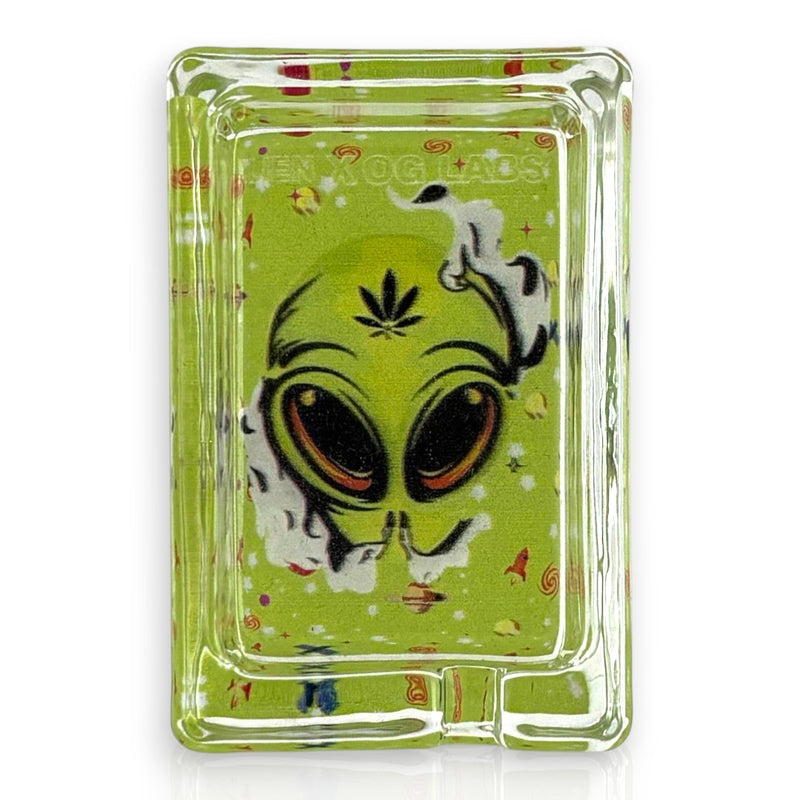 Green Planet Rectangle Glass Ashtrays – 6 Pack Display (85mm) Glass Ashtray Super Supplys Inc