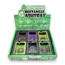 Green Planet Rectangle Glass Ashtrays – 6 Pack Display (85mm) Glass Ashtray Super Supplys Inc