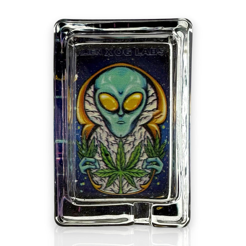 Green Planet Rectangle Glass Ashtrays – 6 Pack Display (85mm) Glass Ashtray Super Supplys Inc