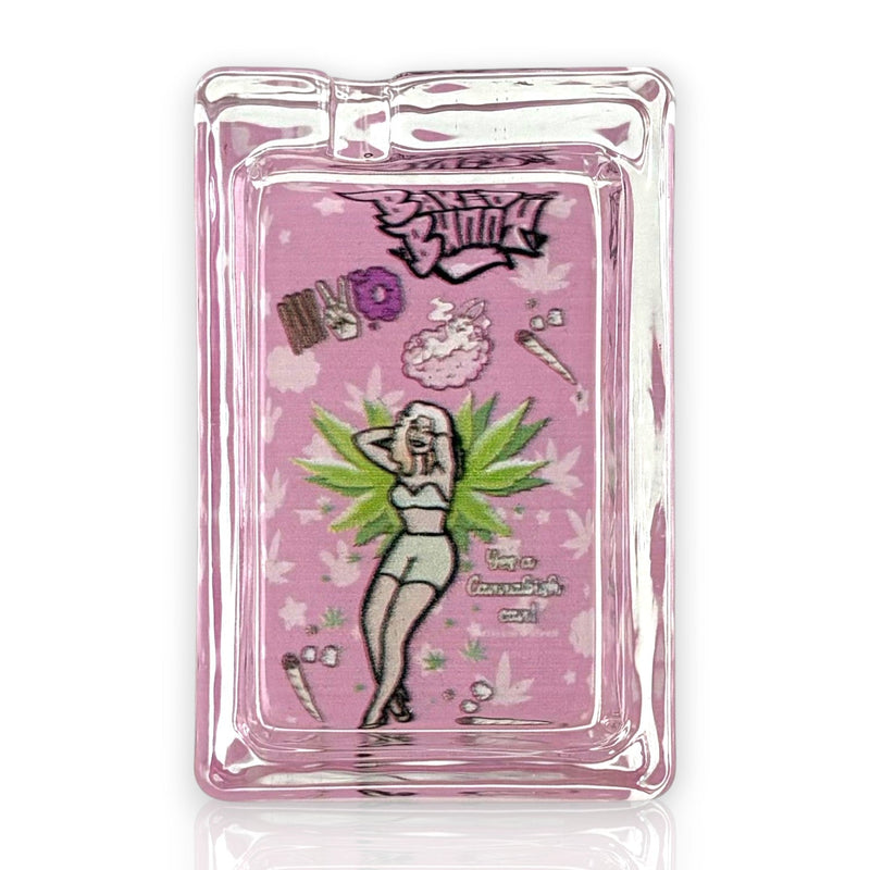 Green Planet Rectangle Glass Ashtrays – Pink Design Series (6 Pack Display) Glass Ashtray Super Supplys Inc