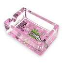 Green Planet Rectangle Glass Ashtrays – Pink Design Series (6 Pack Display) Glass Ashtray Super Supplys Inc