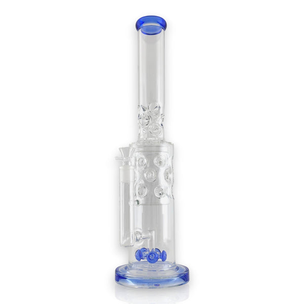 16" Straight Shooter Water Pipe with Screw Percolators - Blue Glass Bong Super Supplys Inc