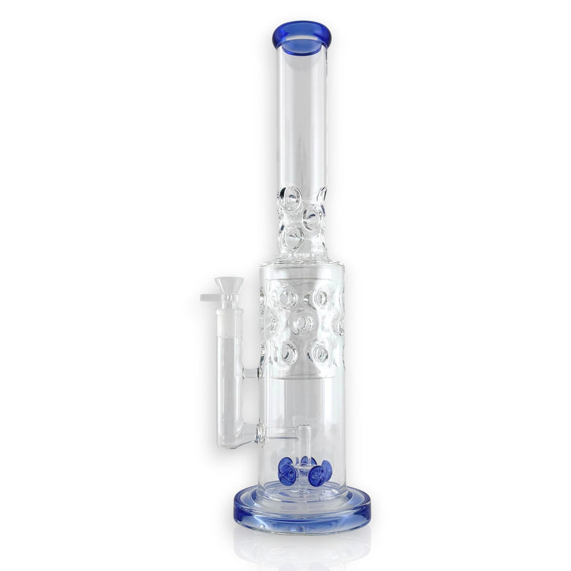 16" Straight Shooter Water Pipe with Screw Percolators - Blue Glass Bong Super Supplys Inc