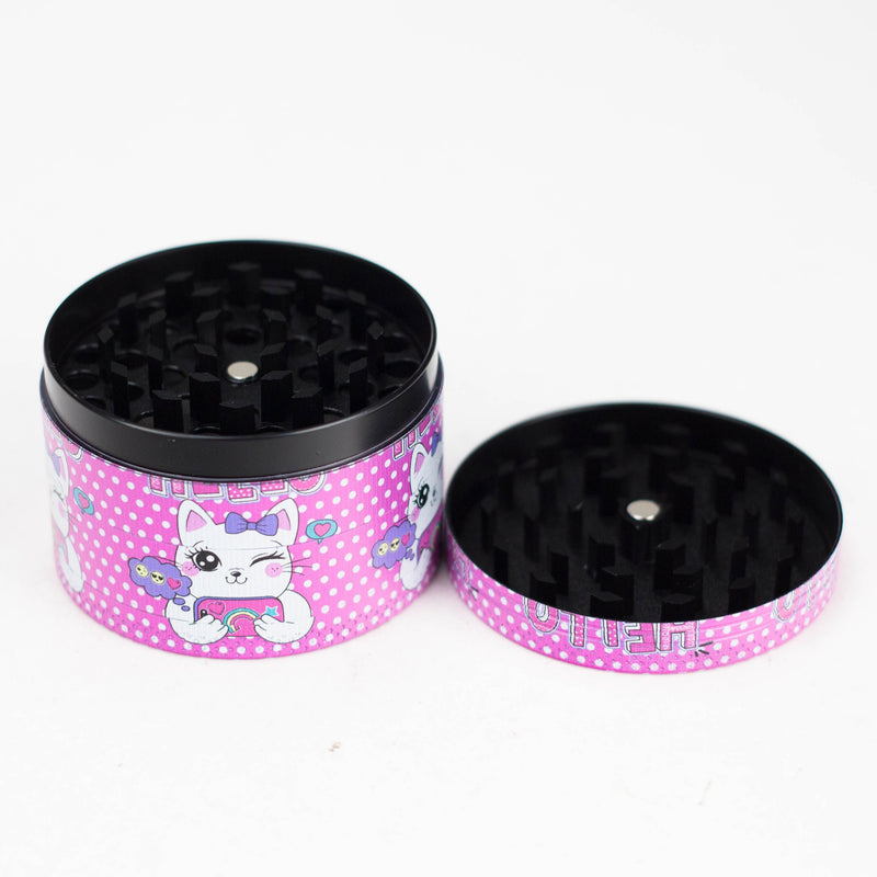 O 2.5" 4-Layer Kitty Design Metal Herb Grinder (Box of 6)