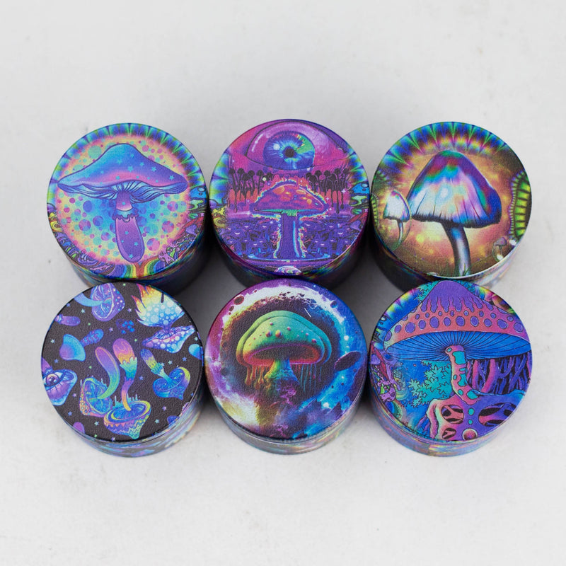 O 1.5" Mushroom Design Metal Grinder 4 Layers Box of 12