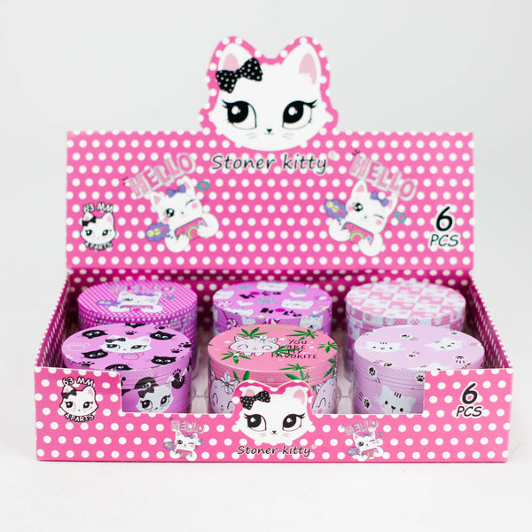 O 2.5" 4-Layer Kitty Design Metal Herb Grinder (Box of 6)