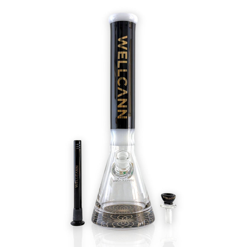 O Wellcann | 16" Heavy-Duty 7MM Beaker Water Pipe – Extra Thick Base-Black