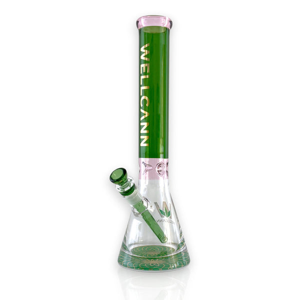 O Wellcann | 16" Heavy-Duty 7MM Beaker Water Pipe – Extra Thick Base-Green