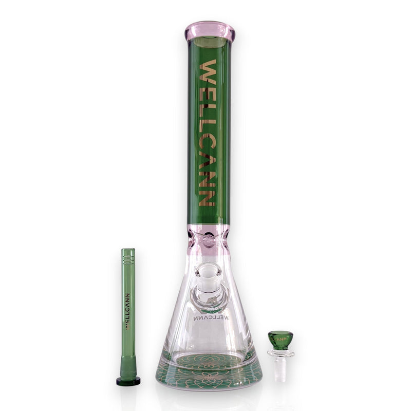 O Wellcann | 16" Heavy-Duty 7MM Beaker Water Pipe – Extra Thick Base-Green
