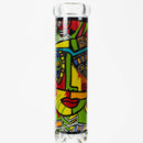 O 14" 7mm Glass Bong With Abstract Art Design