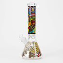 O 14" 7mm Glass Bong With Abstract Art Design