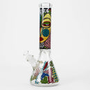O 14" 7mm Glass Bong With Abstract Art Design