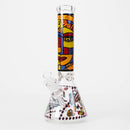 O 14" 7mm Glass Bong With Abstract Art Design