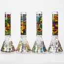 O 14" 7mm Glass Bong With Abstract Art Design