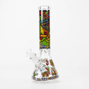 O 14" 7mm Glass Bong With Abstract Art Design