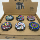 Genie | 4-Part 63mm 3D Decorative Grinder with rhinestones – Box of 6 [GR63]