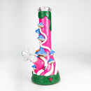 10" 3D Mushroom Design Glass Beaker Bong Glass Bong 777 Smoke Pink