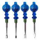 Assorted Design Light Blue Sparkly Dabbing Stick And Carb Cap With Paddle Scooper - Set-4 Cap · Dabber · Insert · Clip · Nail Maple Craft Inc