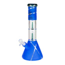 14" 7mm 420 Double Perc Fancy Glass Water Bong [FT1157AST] Glass Bong LEHIGH WHOLESALE Blue