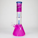 14" 7mm 420 Double Perc Fancy Glass Water Bong [FT1157AST] Glass Bong LEHIGH WHOLESALE Purple