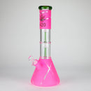 14" 7mm 420 Double Perc Fancy Glass Water Bong [FT1157AST] Glass Bong LEHIGH WHOLESALE Pink