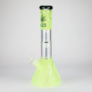 14" 7mm 420 Double Perc Fancy Glass Water Bong [FT1157AST] Glass Bong LEHIGH WHOLESALE Green