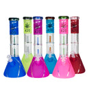 14" 7mm 420 Double Perc Fancy Glass Water Bong [FT1157AST] Glass Bong LEHIGH WHOLESALE