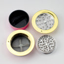 3" Magic Mushroom Design Metal Grinder 4 Layers - Box of 6 Display Pack 777 Smoke
